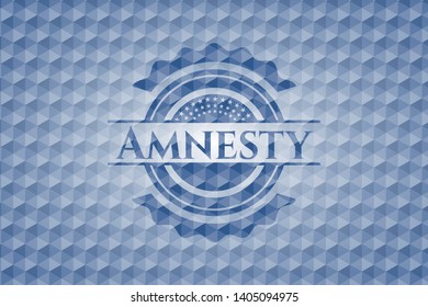 Amnesty blue polygonal badge. Vector Illustration. Detailed.