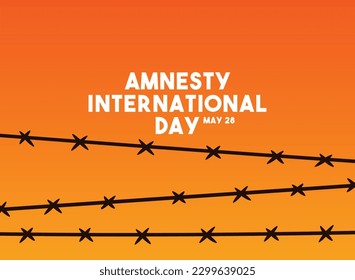 Amnesty Internasional Day. May 28. Barbed wire. Gradient background. Poster, banner, card, background. Eps 10.