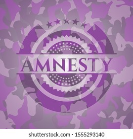 Amnesty pink camo emblem. Vector Illustration. Detailed.