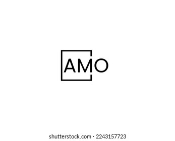 AMO letter creative modern elegant swoosh logo design