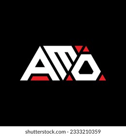 AMO triangle letter logo design with triangle shape. AMO triangle logo design monogram. AMO triangle vector logo template with red color. AMO triangular logo Simple, Elegant, and Luxurious design.