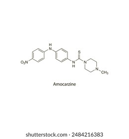 Amocarzine flat skeletal molecular structure Anthelmintic agent drug used in worm infection treatment. Vector illustration scientific diagram.