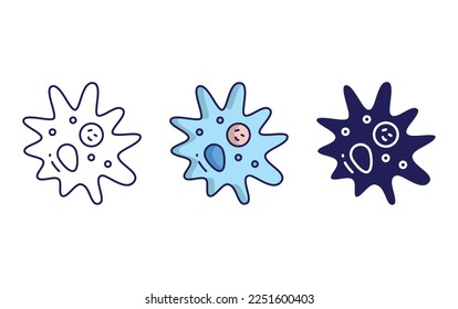 Bacterias amoeba, ilustración del vector de iconos