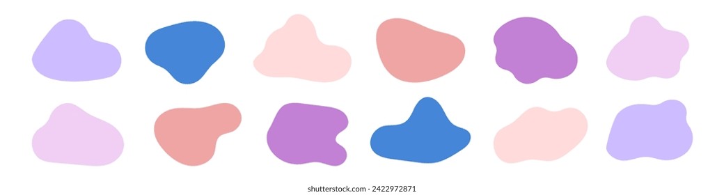 Amoeba blob, irregular shape vector illustration set