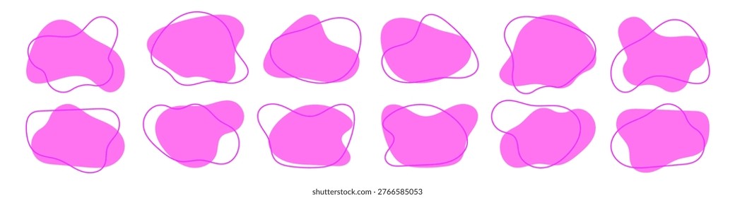 Amoeba blob, irregular shape vector illustration set