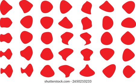Amoeba blob shape.red kala. Forma Blob.Amoe orgânica, conjunto de ilustrações de vetor. Coleção de formas abstratas para design e pintura. Silhueta líquida cair em estilo moderno. sombras líquidas formas aleatórias 