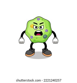 amoeba cartoon illustration with angry expression , character design