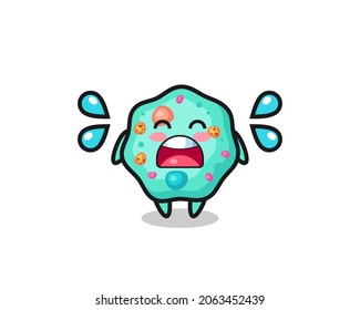 amoeba cartoon illustration with crying gesture , cute style design for t shirt, sticker, logo element