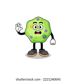 ilustración de caricatura de ameba haciendo stop hand , diseño de personajes