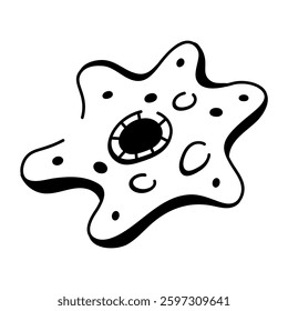 Amoeba cell vector icon in doodle style 
