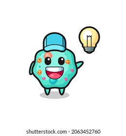 amoeba character cartoon getting the idea , cute style design for t shirt, sticker, logo element