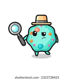 Aamoeba Detektivfigur analysiert eine Hülle , süße Stilgestaltung für T-Shirt, Aufkleber, Logo-Element