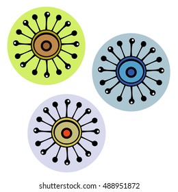 Amoeba flat colorful cartoon vector icon or symbol. Vector illustration isolated on white background