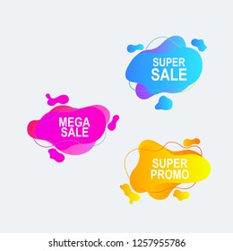 amoeba flat label and price tag design with gradient color