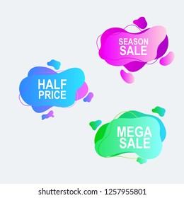 amoeba flat label and price tag design with gradient color