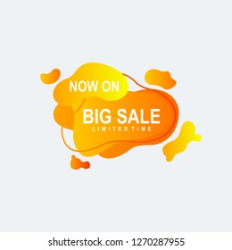 amoeba flat label and price tag design with gradient color
