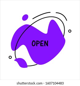 Amoeba fluid abstract liquid shape with open text. Flat vector geometrical vintage color banner. Texting box promotion concept. Vector illustration.