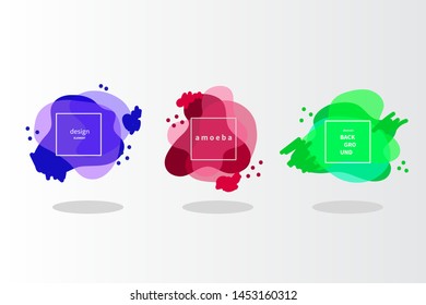 Amoeba geometric frame, abstract shapes isolated, set of organic trendy banners.  Vector graphic design element