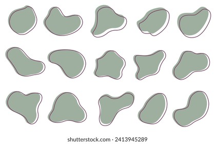 Amoeba is green with a frame. Vector background or liquid abstract geometric modern splash. Liquid graphic form design element. EPS 10.