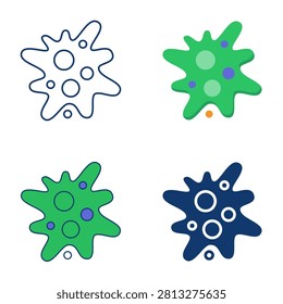 Amoeba icon set. Unicellular micro organism symbol. Vector illustration.