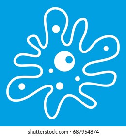 Amoeba icon white isolated on blue background vector illustration