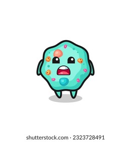 amoeba illustration with apologizing expression, saying I am sorry , cute style design for t shirt, sticker, logo element