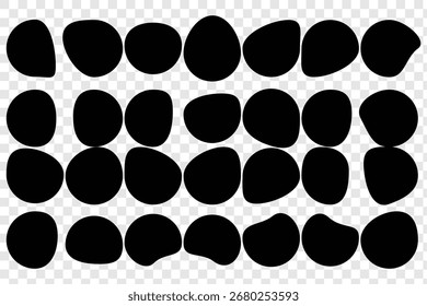 Amoeba, conjunto de ilustración de forma de gota irregular. conjunto de forma redonda de forma anic. Marco de forma abstracta de fondo de curva de mancha orgánica líquida. Doodle líquido abstracto, forma ondulada diferente. Óvalo redondo suave 