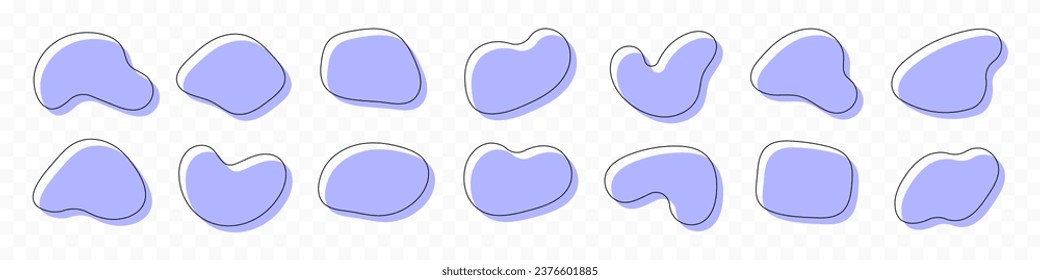Amoeba, irregular blob shape vector illustration set