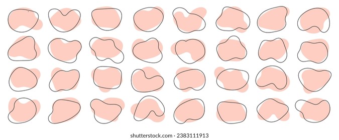 Amoeba, irregular blob shape vector illustration set