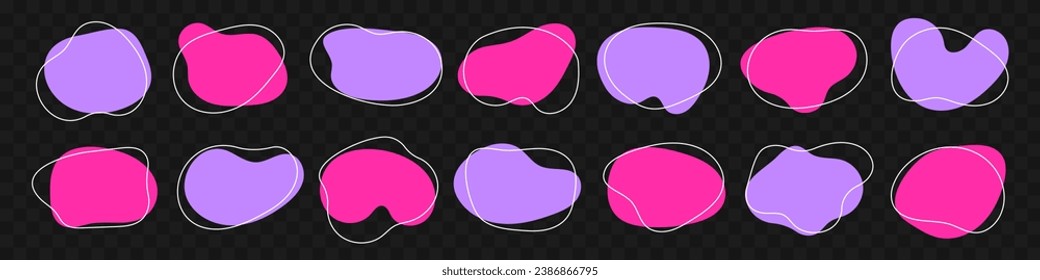 Amoeba, irregular blob shape vector illustration set