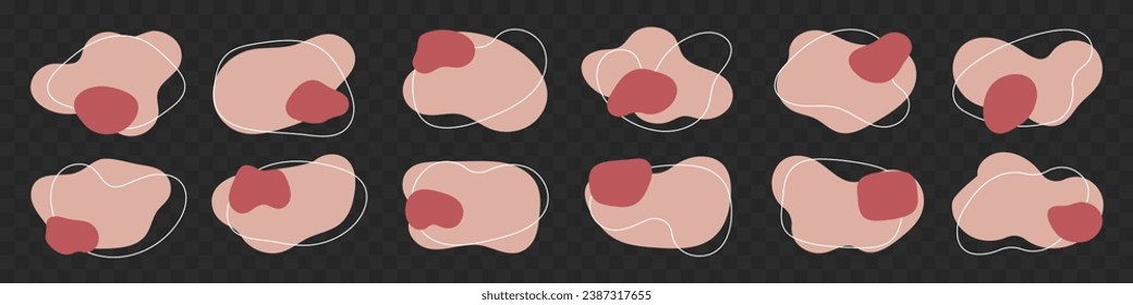 Amoeba, irregular blob shape vector illustration set