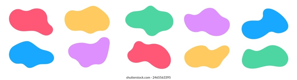 Amoeba, irregular colorful blob shape vector illustration set	