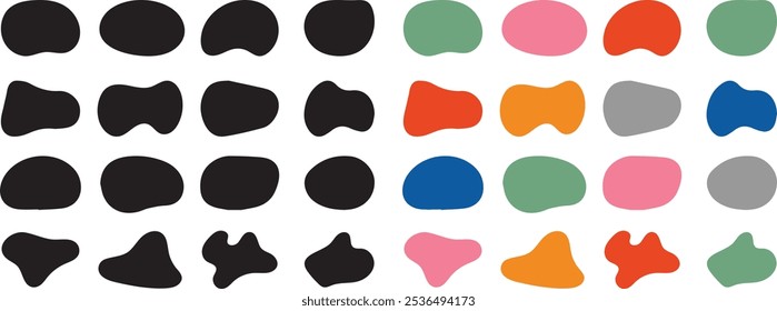 Amoeba, juego de Ilustración vectorial de forma de mancha de color irregular. Icono de conjunto de blobs orgánicos. Conjunto de elemento gráfico irregular de forma redonda. Vector EPS 10. 