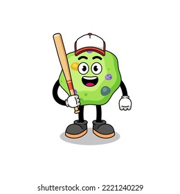 amoeba mascot cartoon as a baseball player , character design
