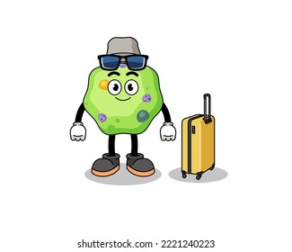 amoeba mascot doing vacation , character design