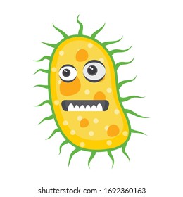 Amoeba with offended facial expression, flat icon of microbe  