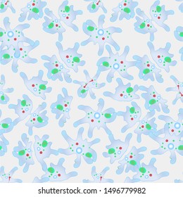 Amoeba seamless pattern. Protozoa design element stock vector  illustration on grey background for education, for biological, for fabric print, for web