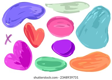 Amoeba shape marker figure abstract set. Amoeba irregular blob varios form. Colorful organic bubble liquid. Vector illustration. Round figure organic form.