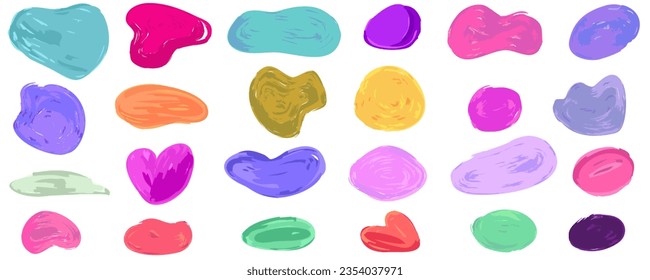 Conjunto abstracto del marcador de forma Amoeba. El blob irregular de Amoeba de varias formas. Líquido colorido de burbuja orgánica. Ilustración vectorial. Forma orgánica de figura redonda.