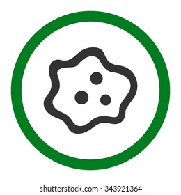 Amoeba vector icon. Style is bicolor flat rounded symbol, green and gray colors, rounded angles, white background.
