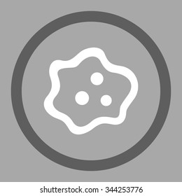 Amoeba vector icon. Style is bicolor flat rounded symbol, dark gray and white colors, rounded angles, silver background.