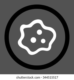 Amoeba vector icon. Style is bicolor flat rounded symbol, black and white colors, rounded angles, gray background.