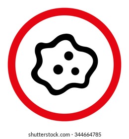 Amoeba vector icon. Style is bicolor flat rounded symbol, intensive red and black colors, rounded angles, white background.