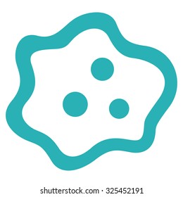Amoeba vector icon. Style is flat symbol, cyan color, rounded angles, white background.
