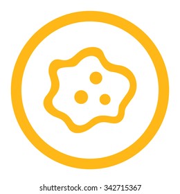 Amoeba vector icon. Style is flat rounded symbol, yellow color, rounded angles, white background.
