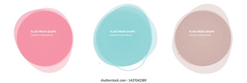 Amoeba Vector Shape Abstract Background Design Element for Banner, Sticker. Round Design Graphic Elements with Wavy Fresh Organic Circular Shape in Mauvelous, Morning Glory, Clam Shell Colors