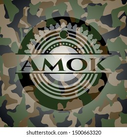 Amok on camo texture. Vector Illustration. Detailed.