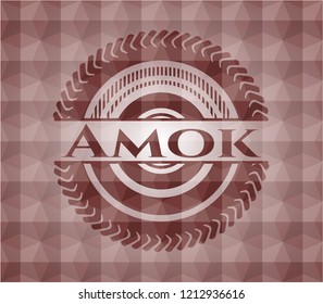 Amok red seamless geometric emblem.
