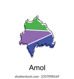 Amol City of Iran map vector illustration, vector design template