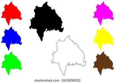 Amol city (Islamic Republic of Iran, Persia, IRI, Mazandaran province) map vector illustration, scribble sketch Amerdad, Ameld, Amui,Hamo, Ameleh map